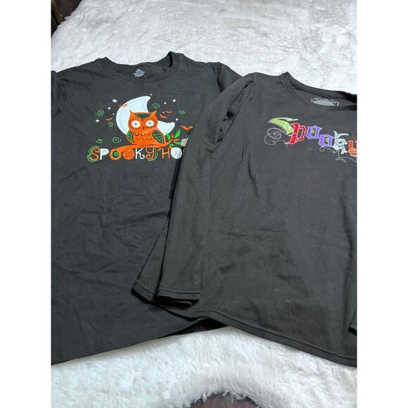 Spooky Halloween long sleeve and short sleeve shirt lot of two women size large - Picture 3 of 7